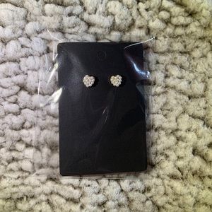 Golden Heart Earrings with Tiny Pearls